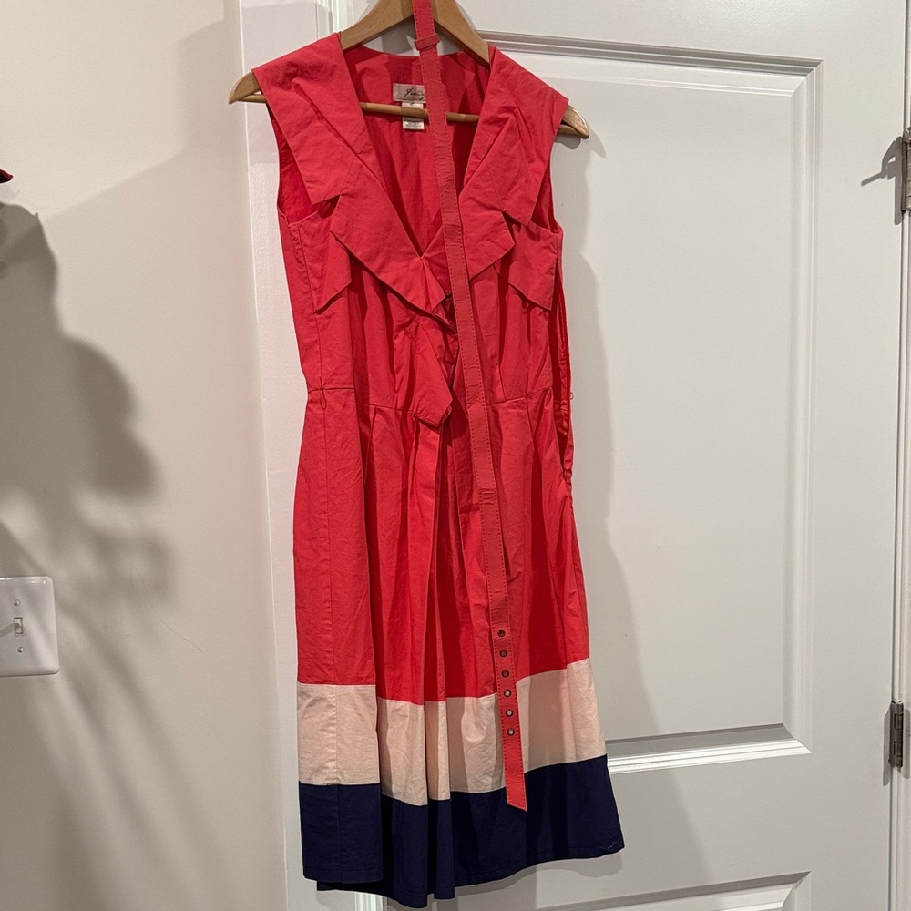 Freeway Colorblock Midi Dress - Red, Cream, Navy